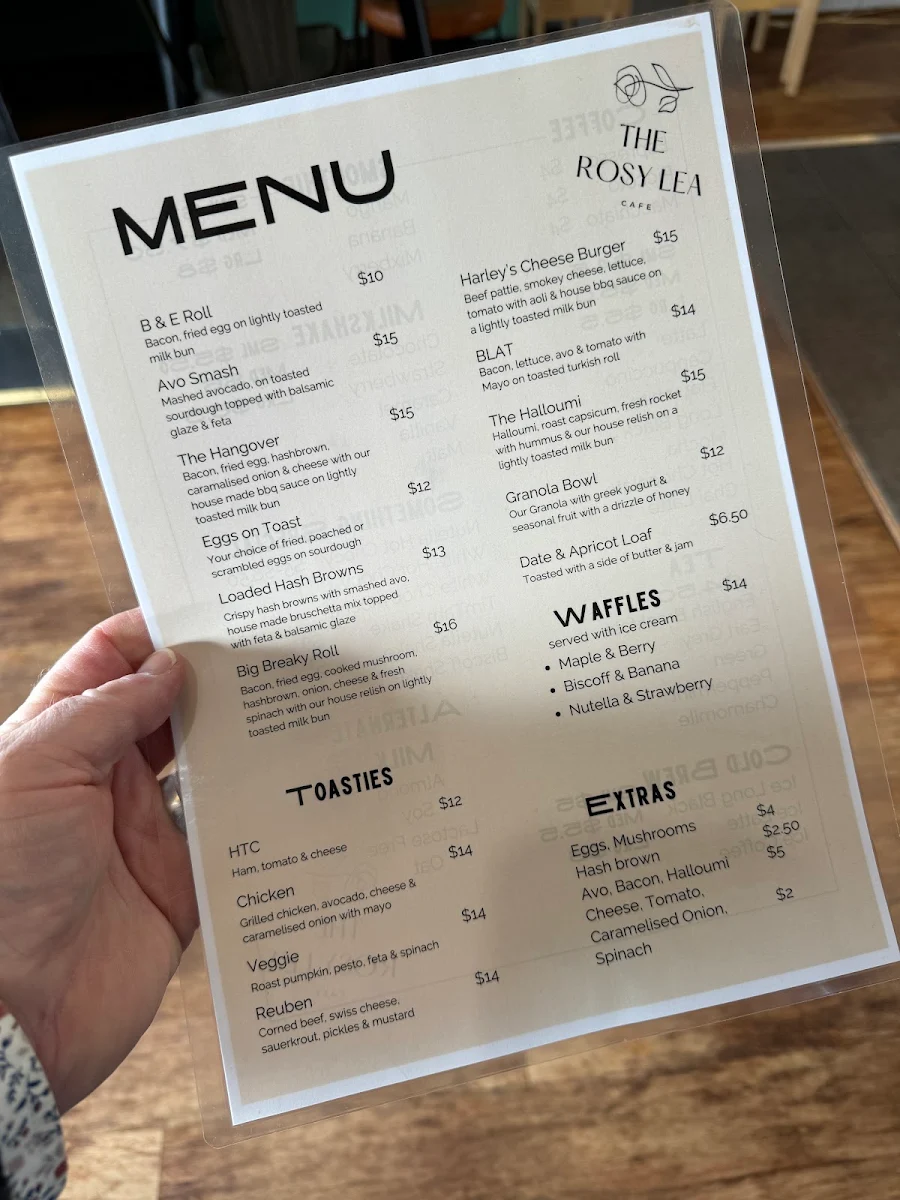 Menu, The Rosy Lea Cafe