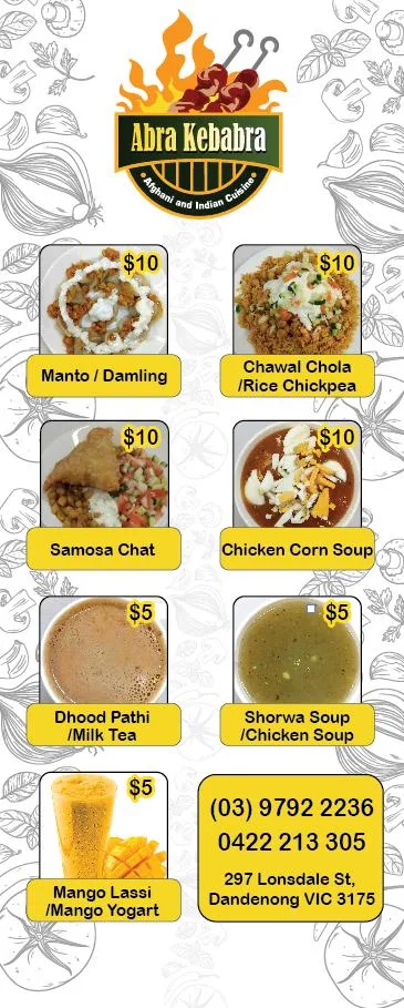 Menu, Abrakebabra