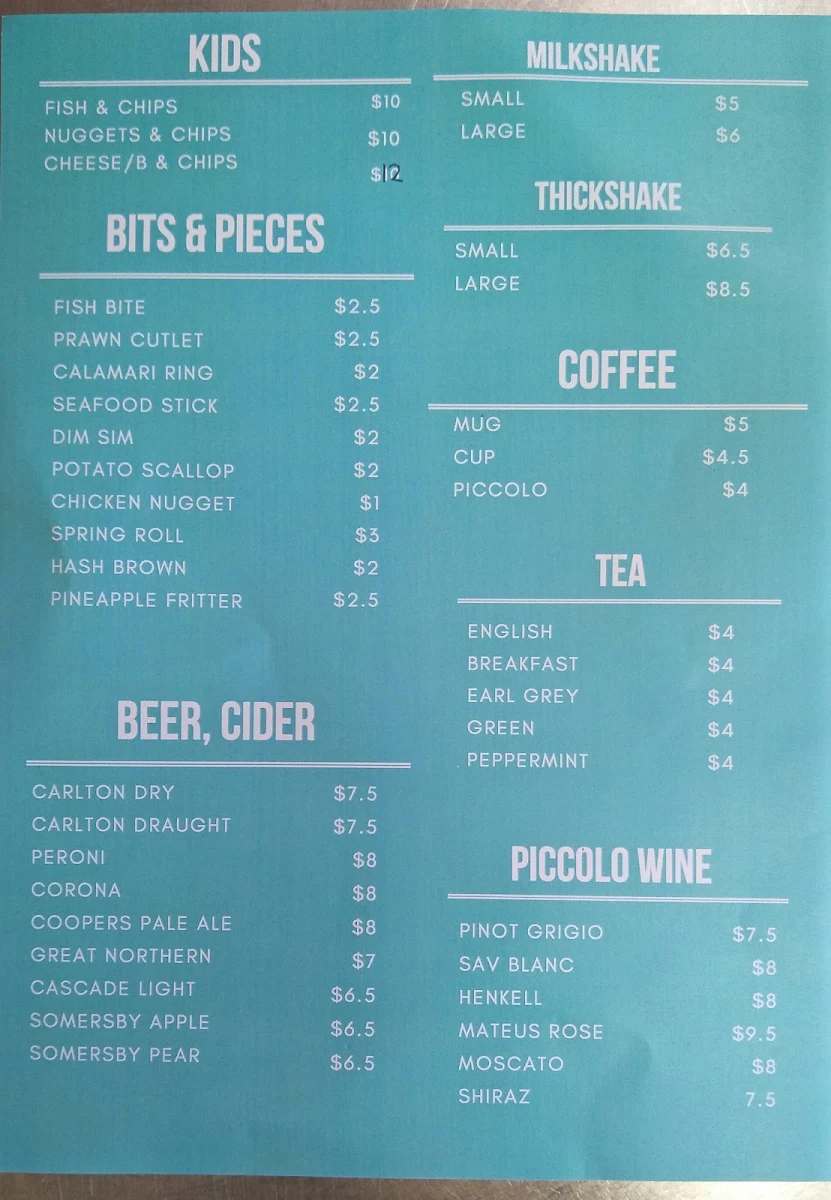 Menu, Tuross Boatshed & Cafe