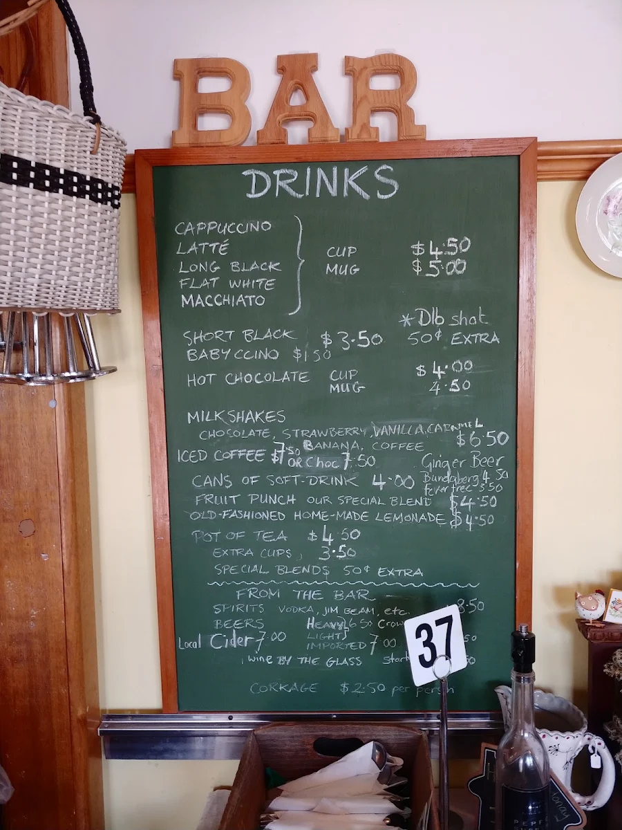 Menu, Bruthen Tearooms