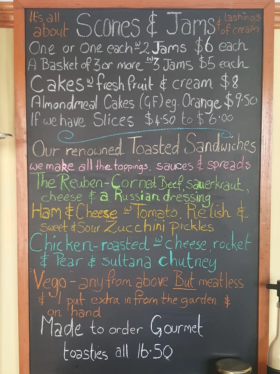 Menu, Bruthen Tearooms