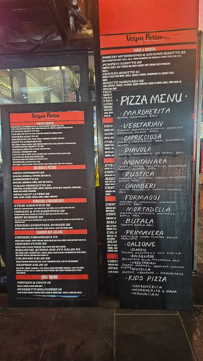 Menu, Vespa Rossa Degraves