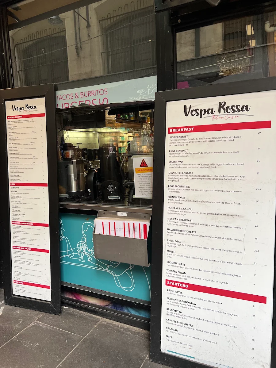 Menu, Vespa Rossa Degraves