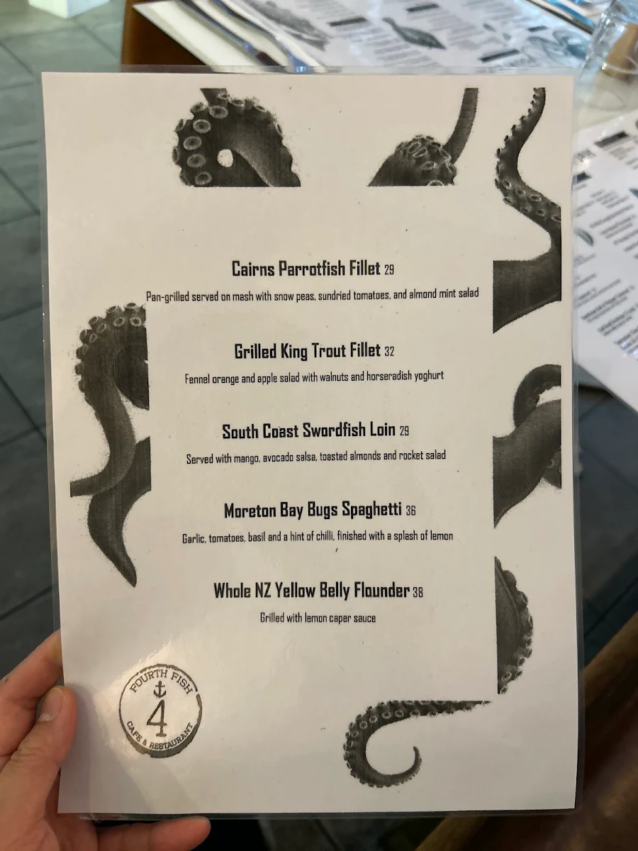 Menu, Fourth Fish Cafe & Restaurant