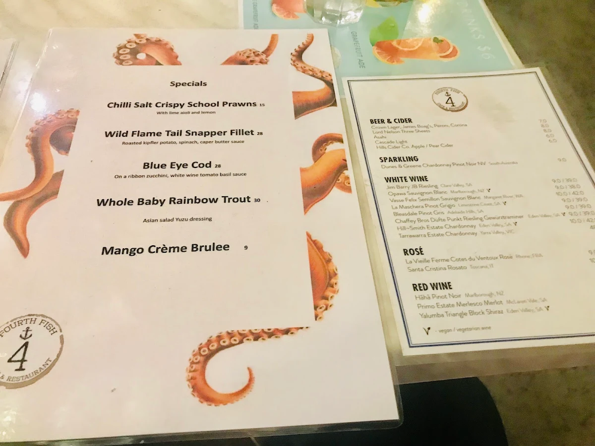 Menu, Fourth Fish Cafe & Restaurant