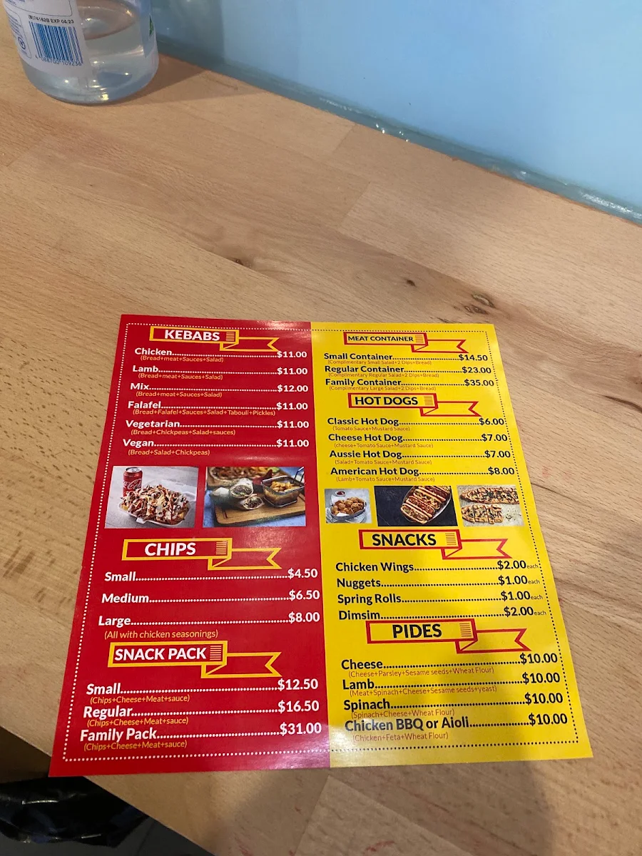 Menu, Balwyn Kebabs