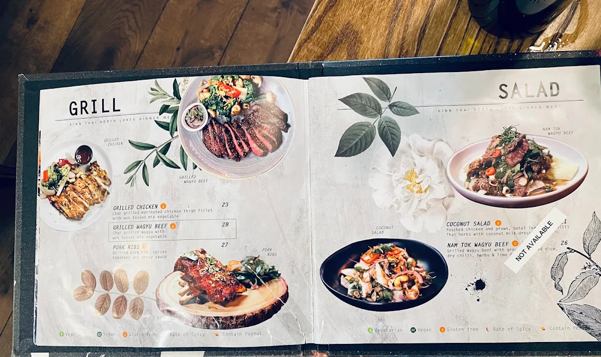 Menu, Kinn Thai North Lakes