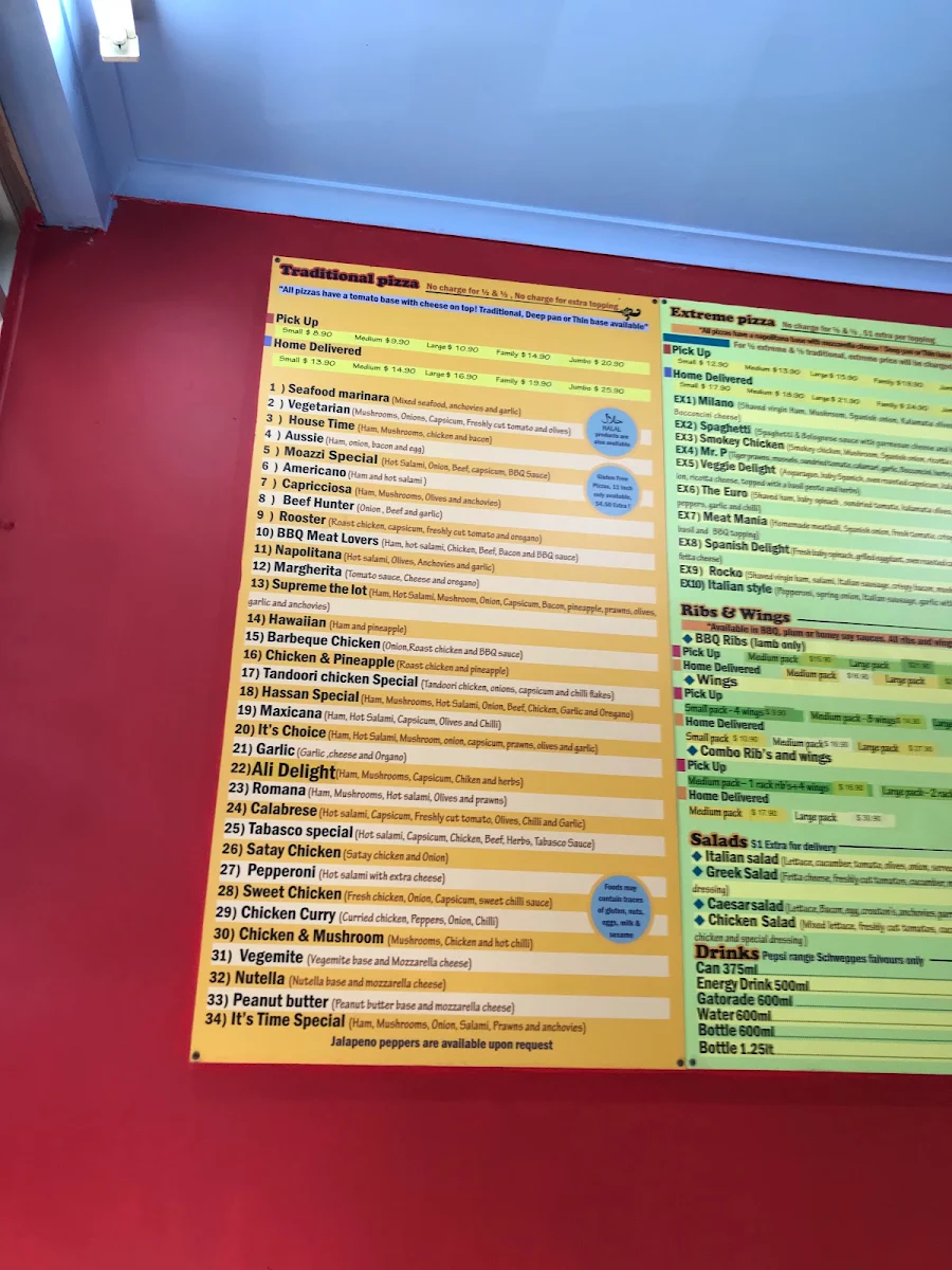 Menu, Slice it Pizza & Pasta