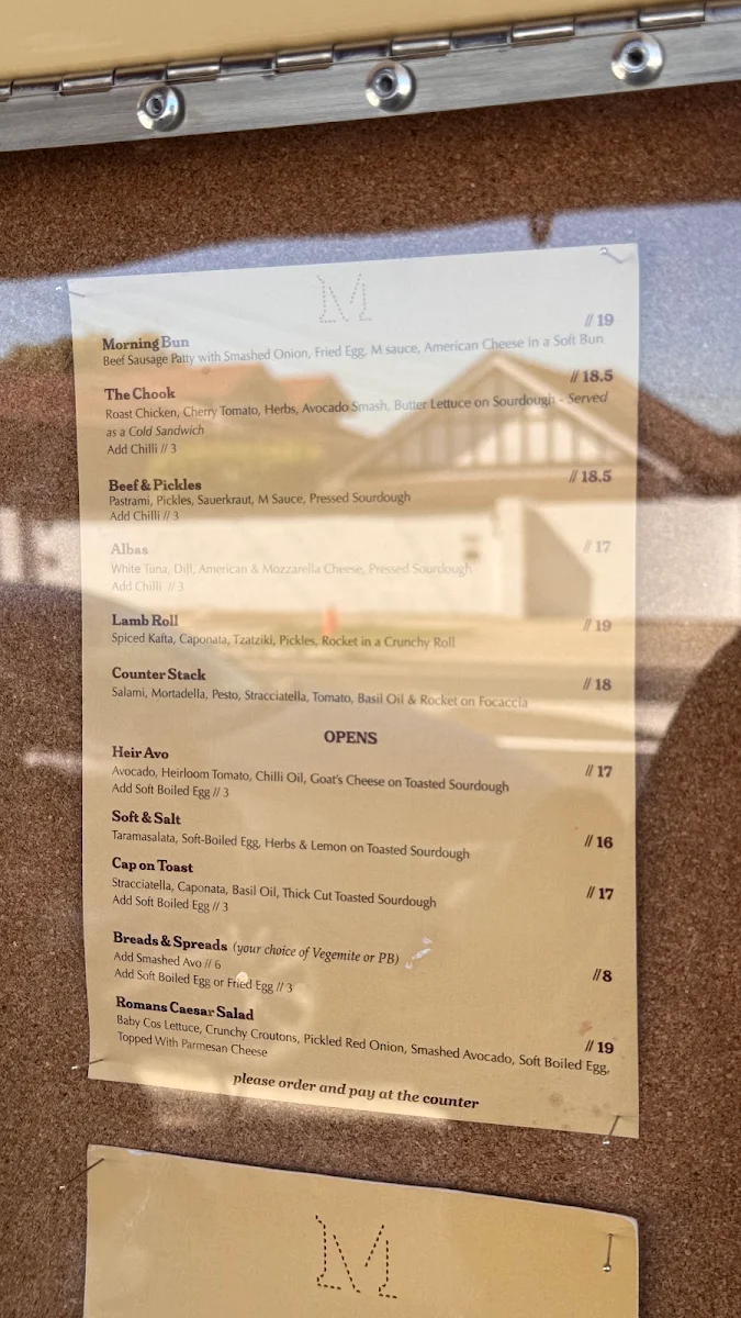 Menu, Martha’s