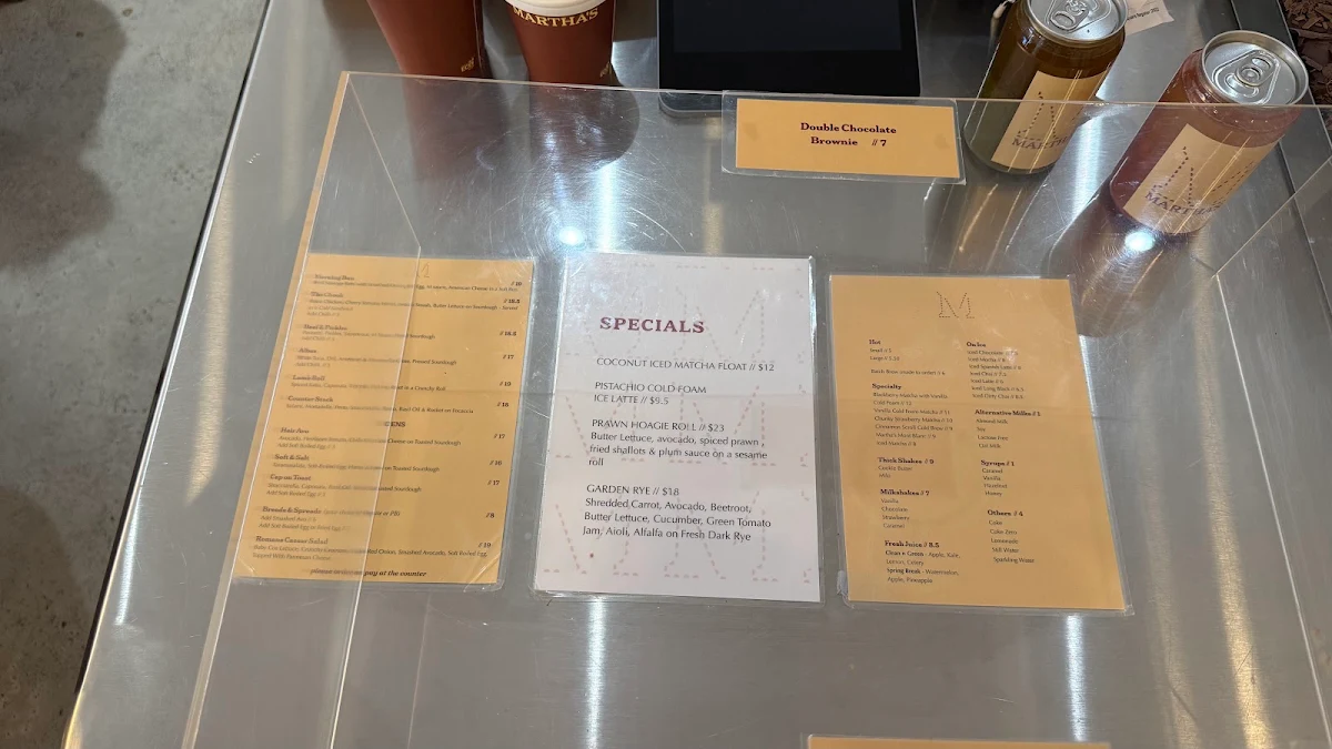 Menu, Martha’s