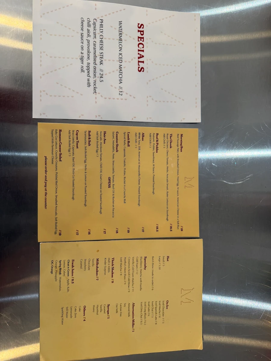 Menu, Martha’s