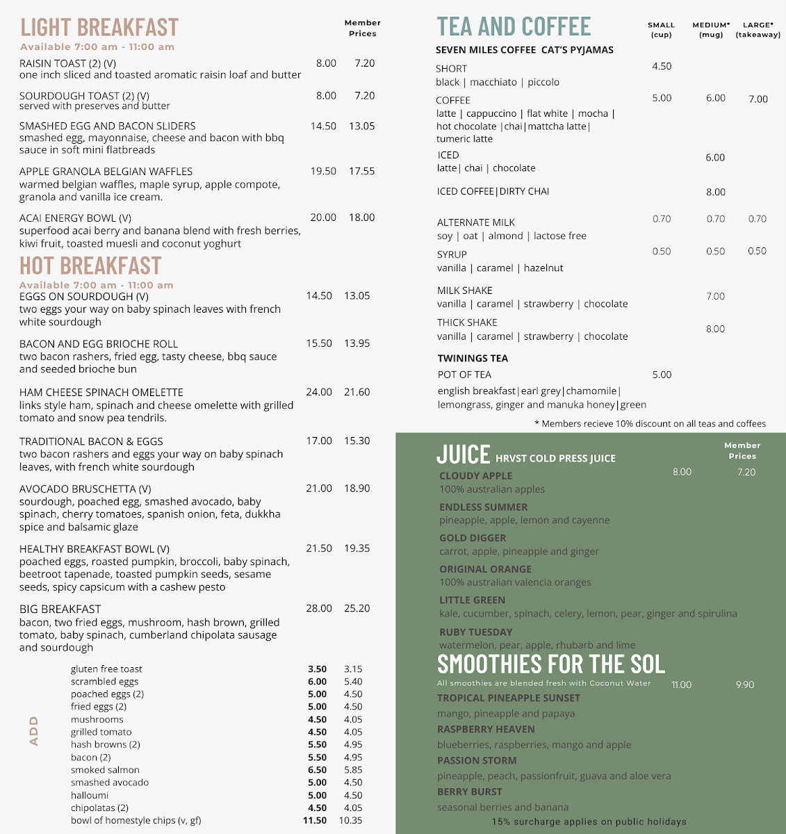 Menu, SOL at Links