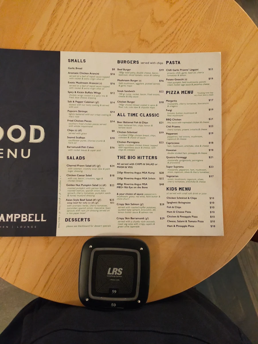 Menu, The Campbell