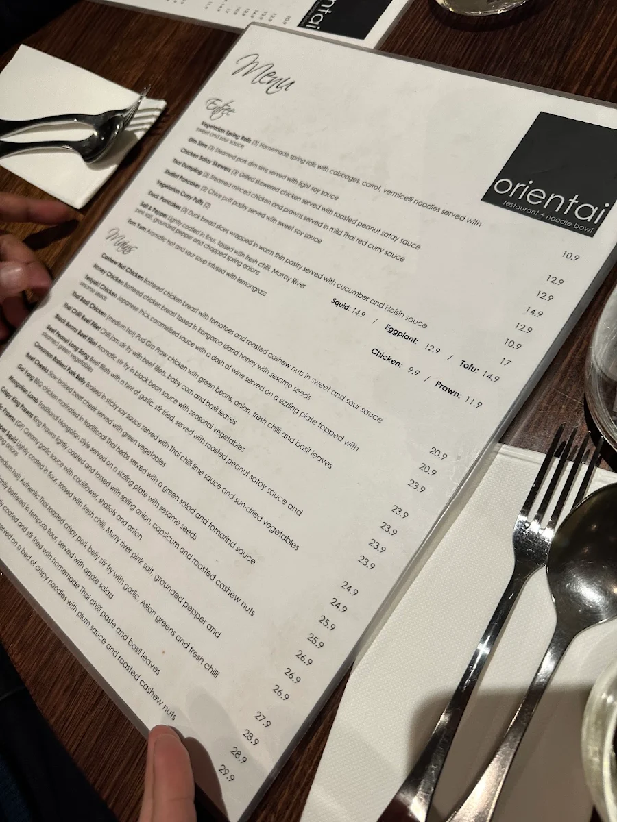Menu, Orientai