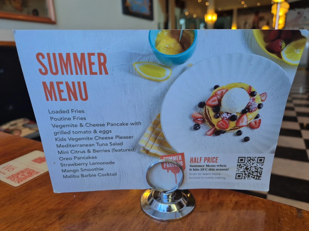 Menu, The Pancake Parlour Northland