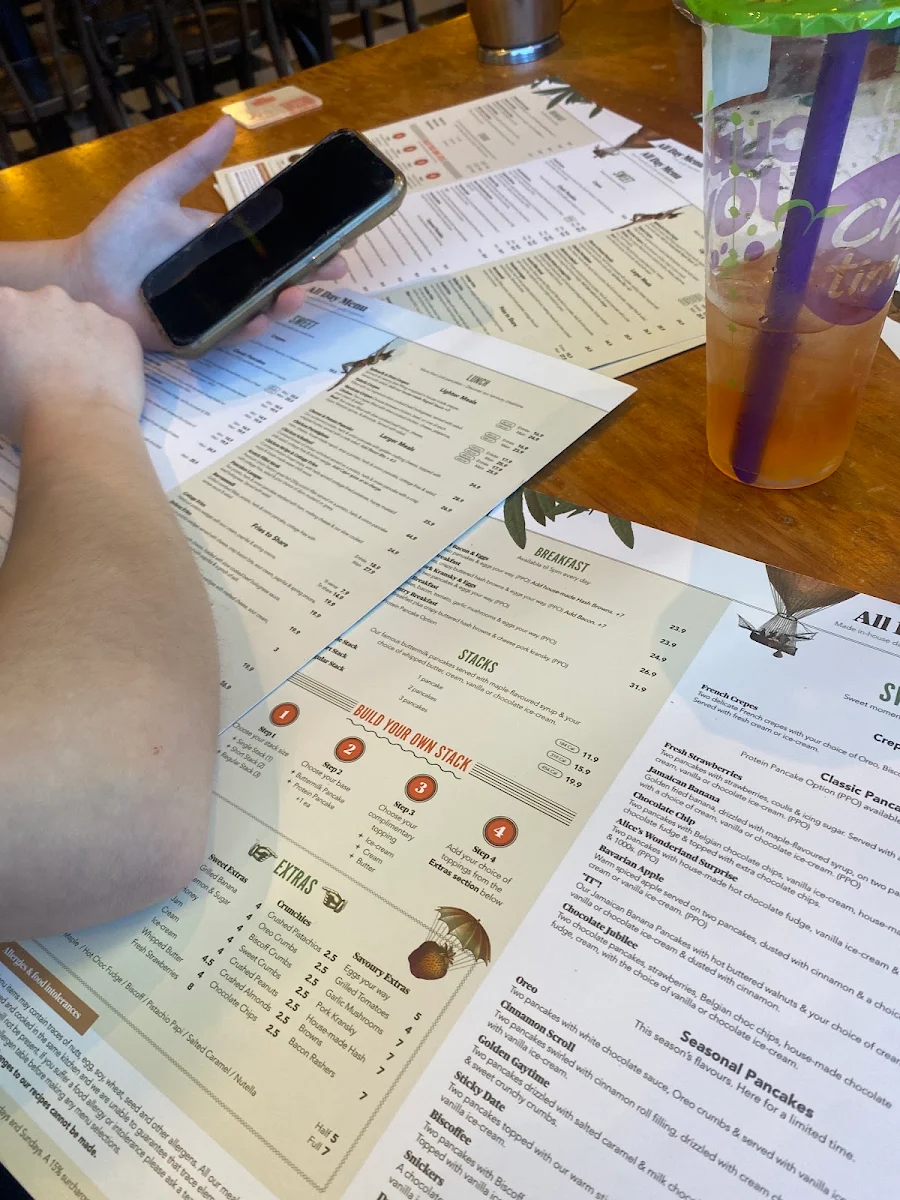 Menu, The Pancake Parlour Northland