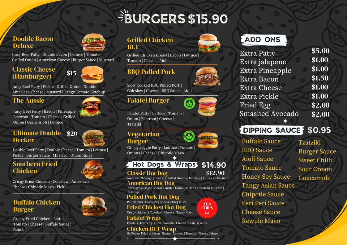 Menu, Burgerista