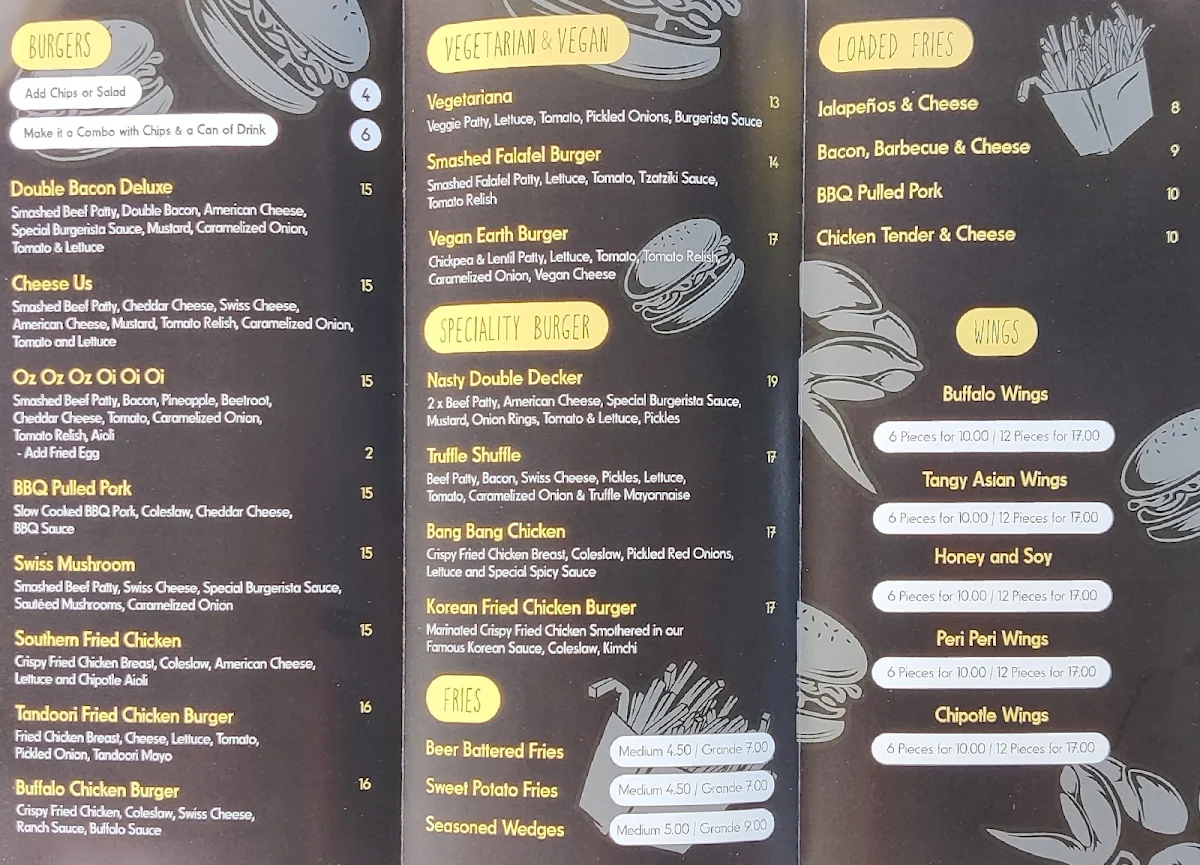 Menu, Burgerista