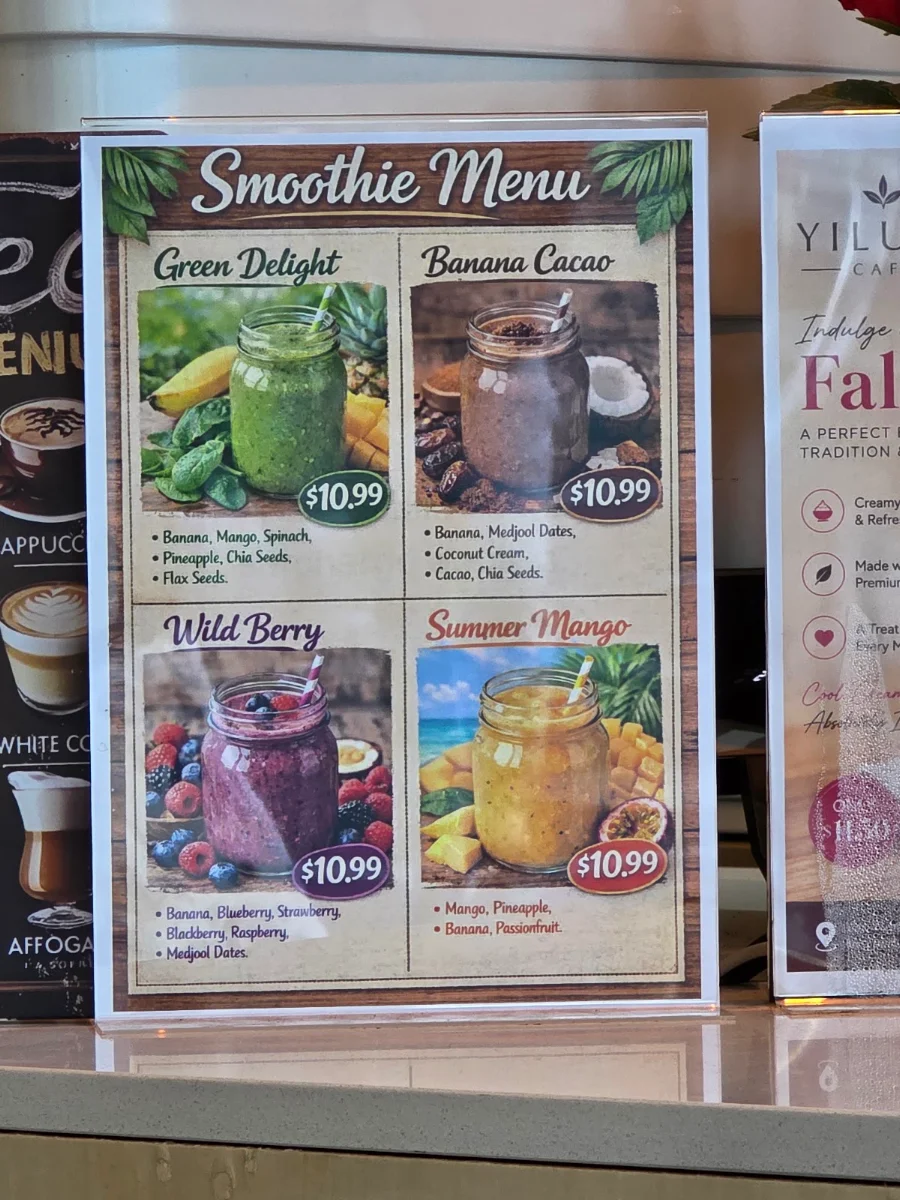 Menu, YILUFA COFFEE CO