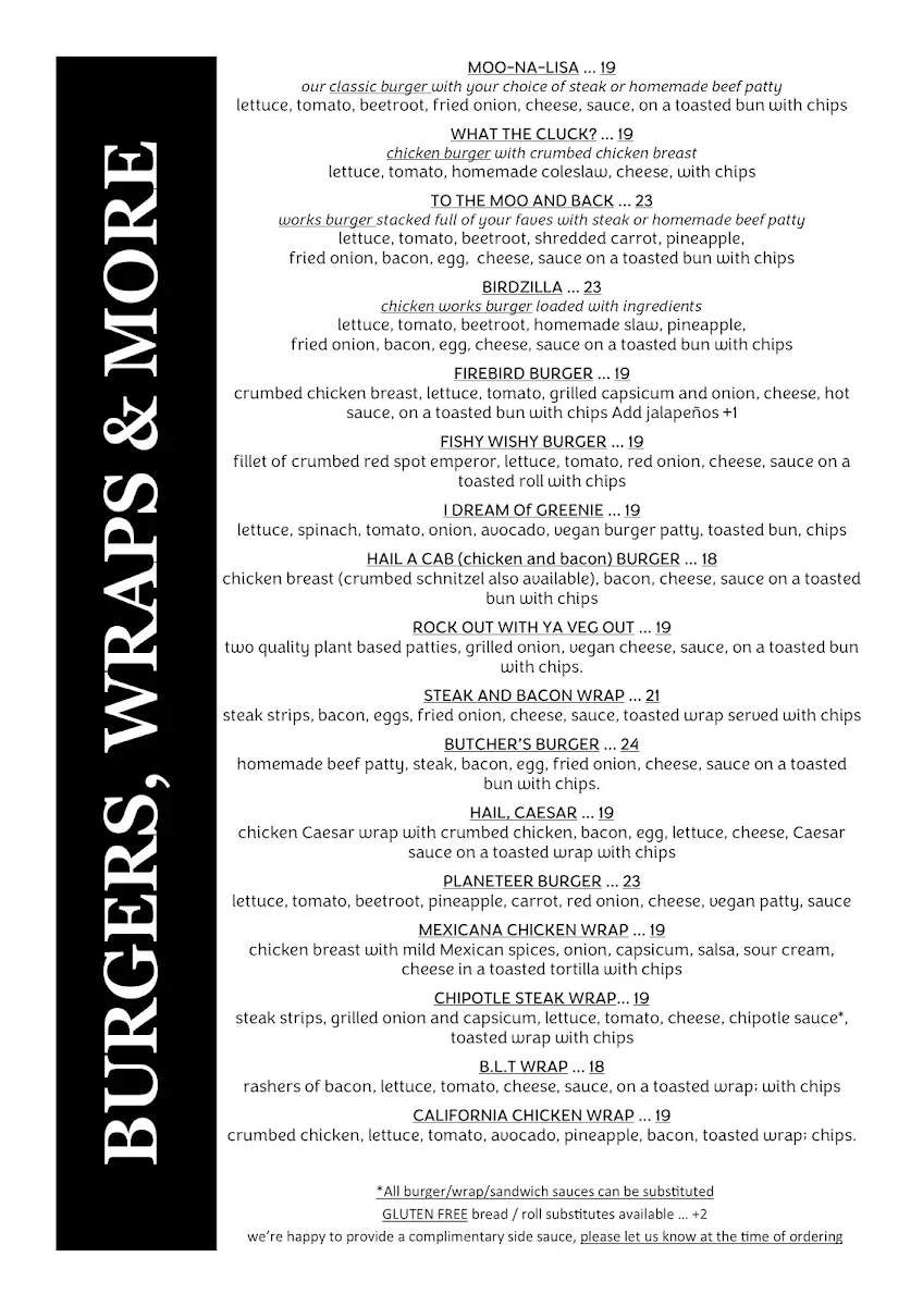 Menu, Chameleon Cafe and Takeaway