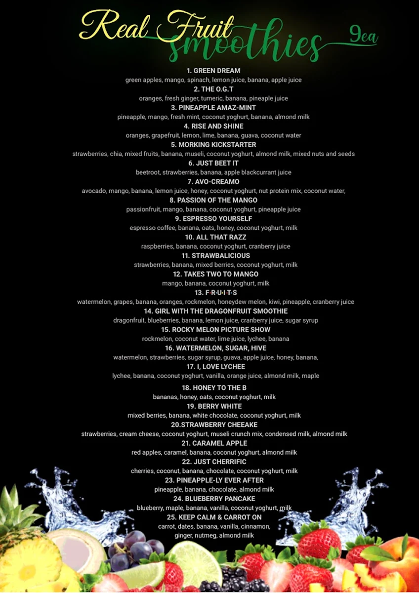 Menu, Chameleon Cafe and Takeaway