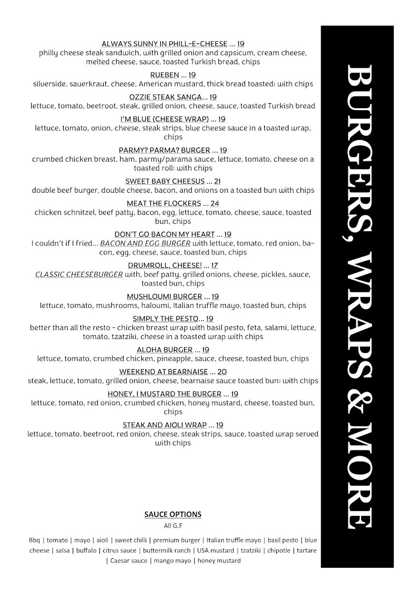 Menu, Chameleon Cafe and Takeaway