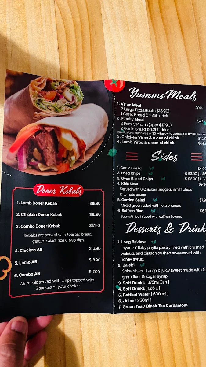 Menu, Yumms Restaurant (Halal)