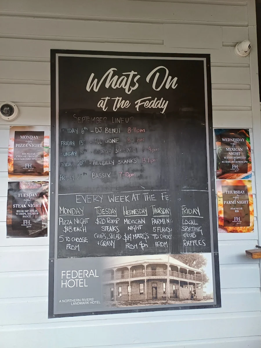 Menu, Federal Hotel