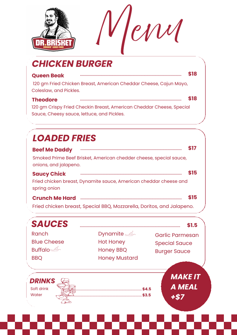 Menu, Dr.Brisket