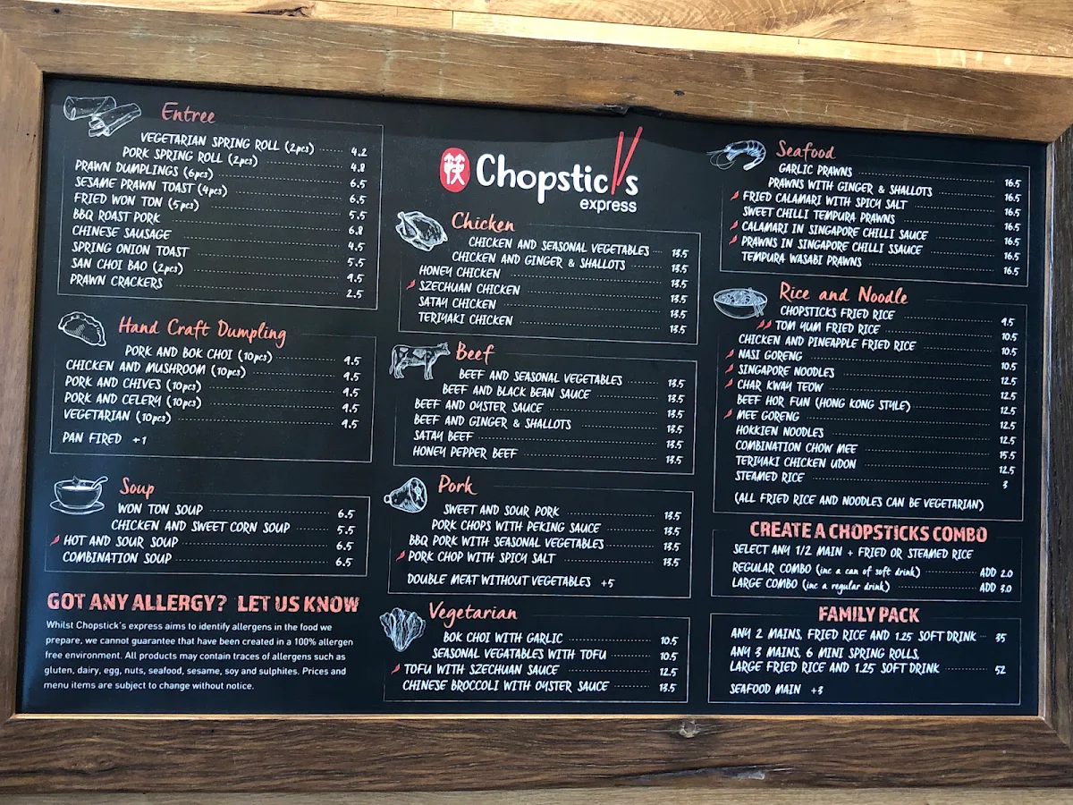 Menu, Chopsticks Express
