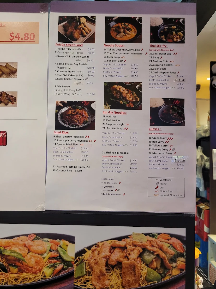 Menu, Very Thai (8 Street)