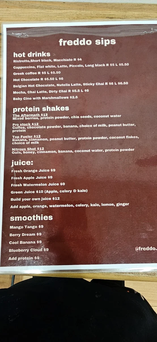 Menu, Kafé Neo