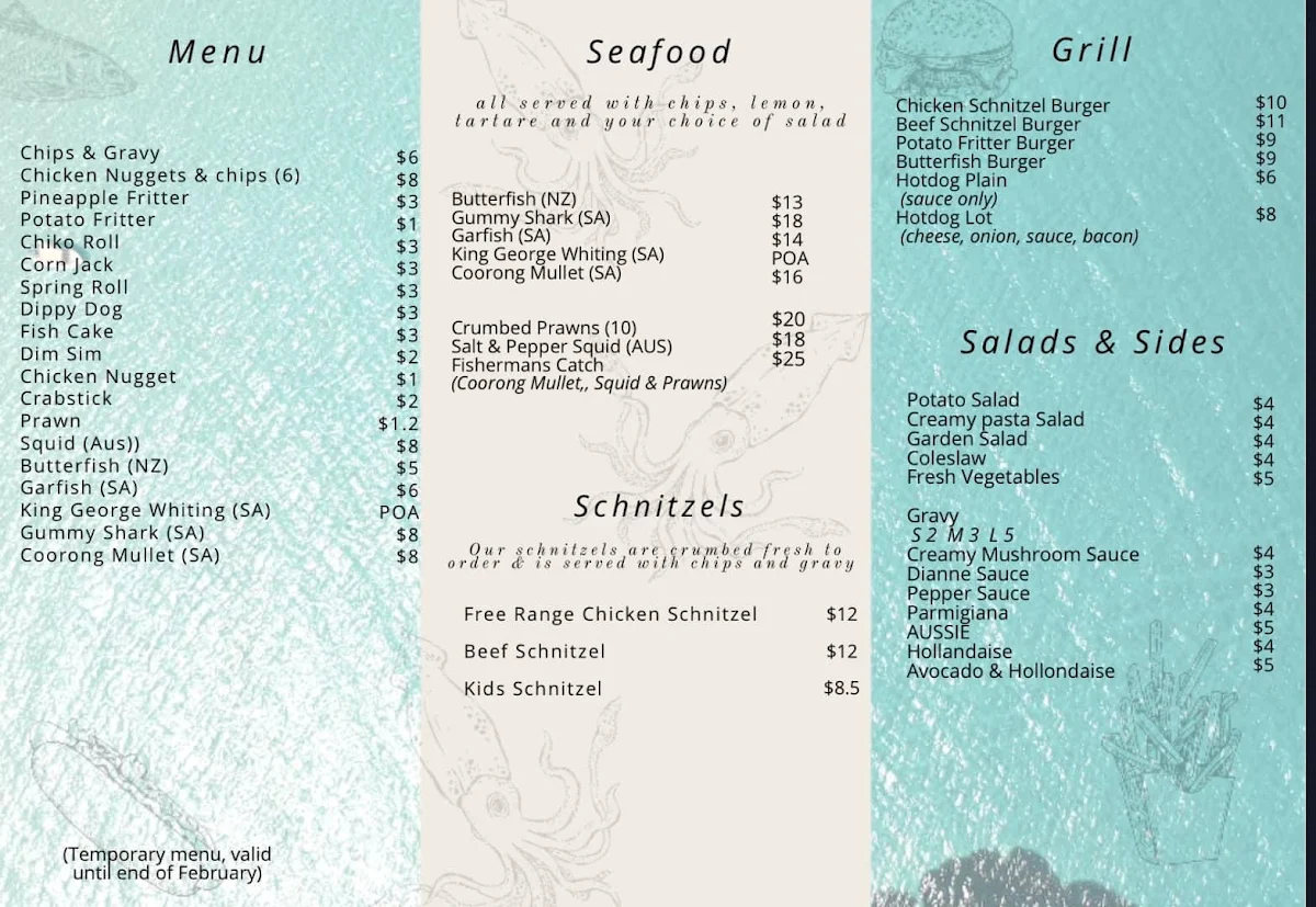 Menu, Rumbelows Restaurant