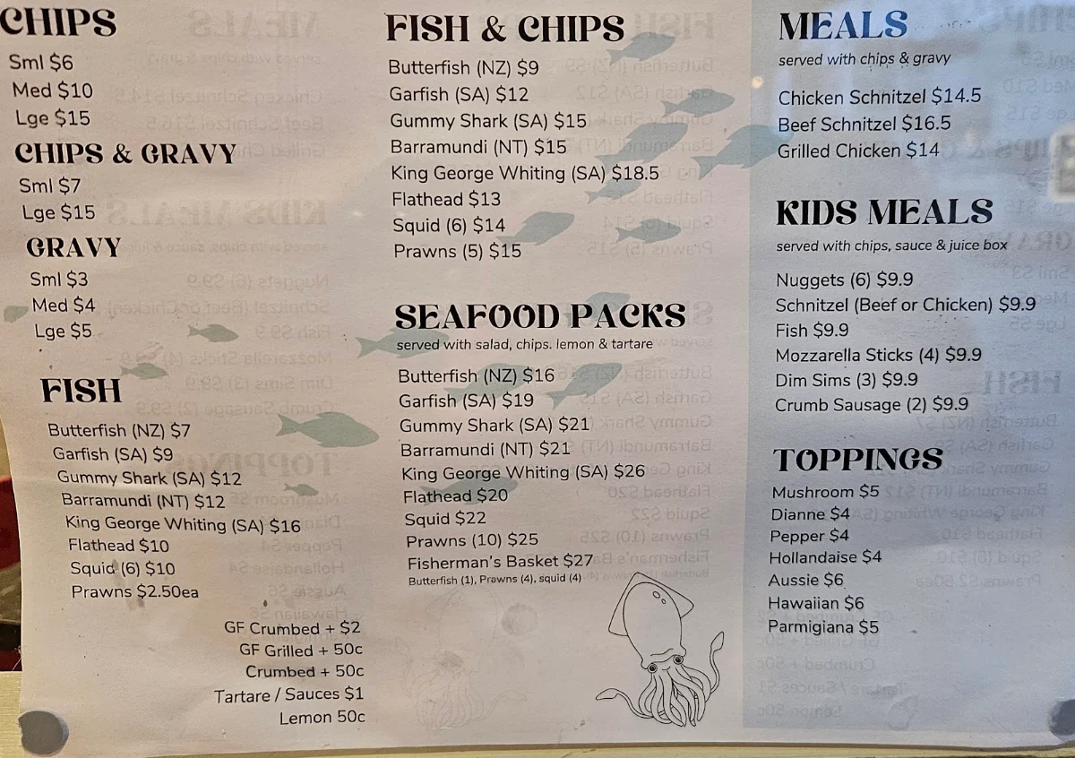Menu, Rumbelows Restaurant