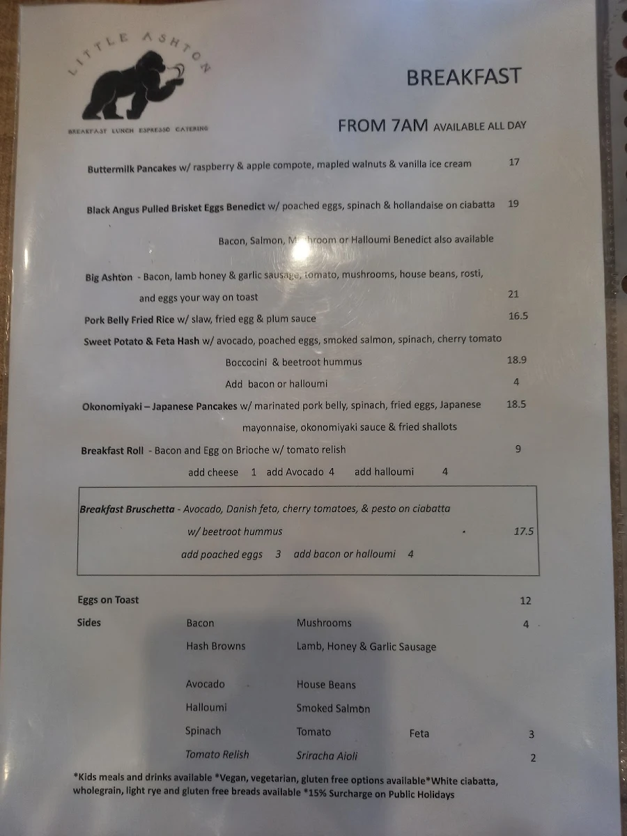 Menu, Little Ashton