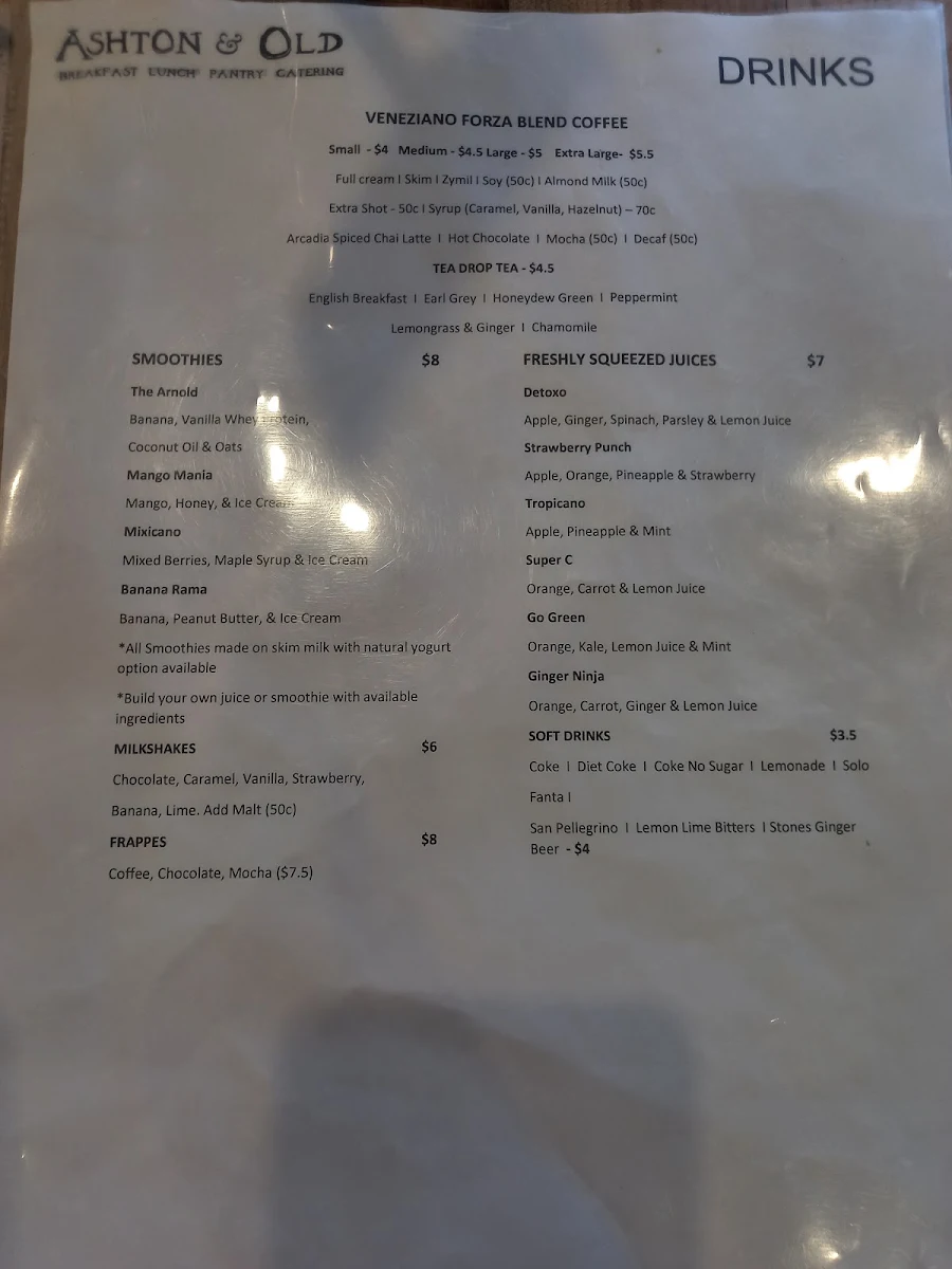 Menu, Little Ashton