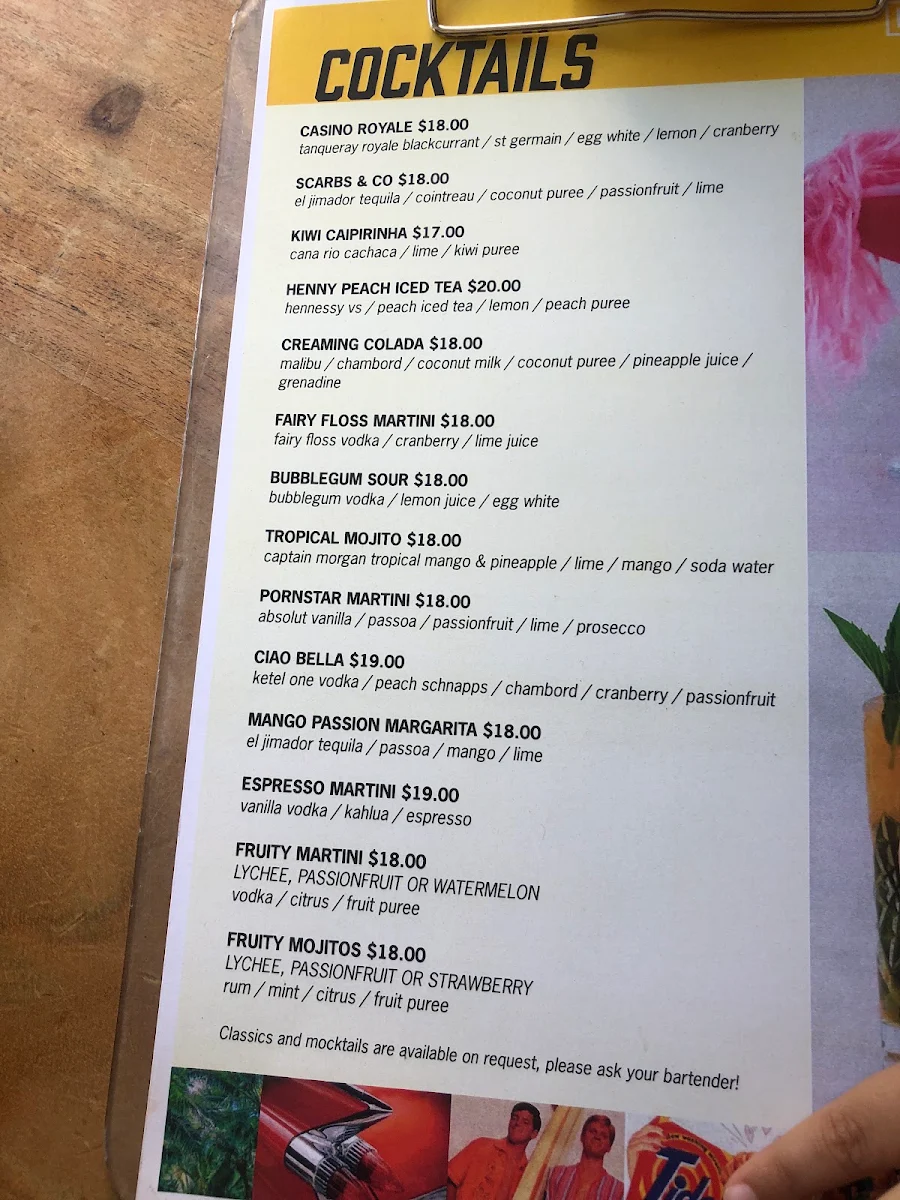 Menu, The Lookout Bar Bowling Bites