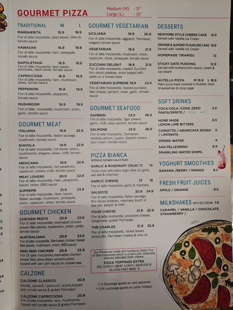 Menu, The Charles Corner cafe