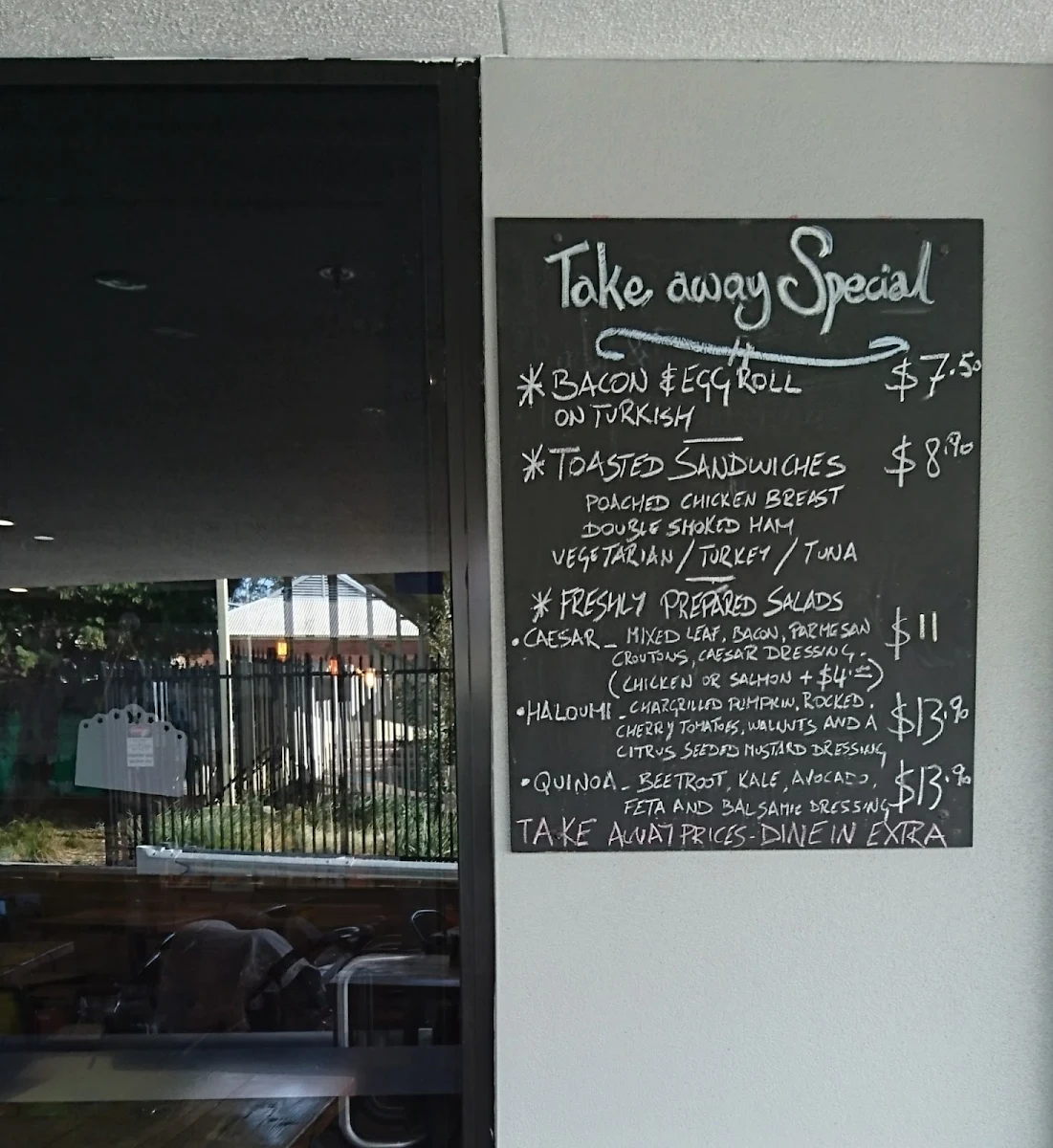 Menu, The Charles Corner cafe