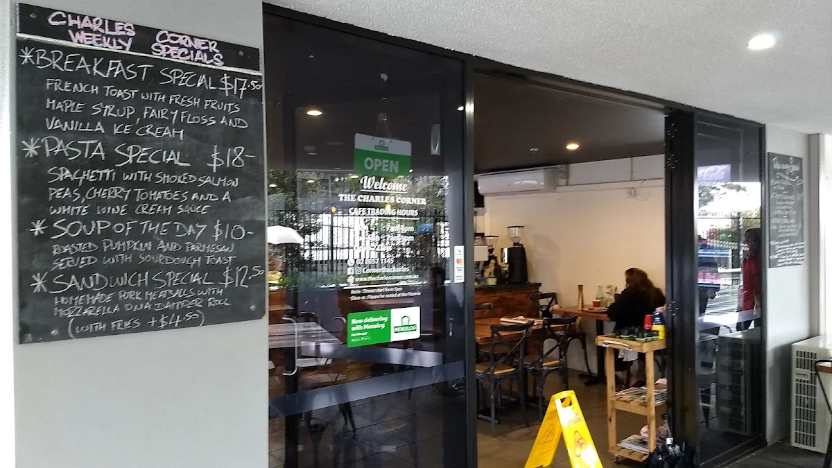 Menu, The Charles Corner cafe