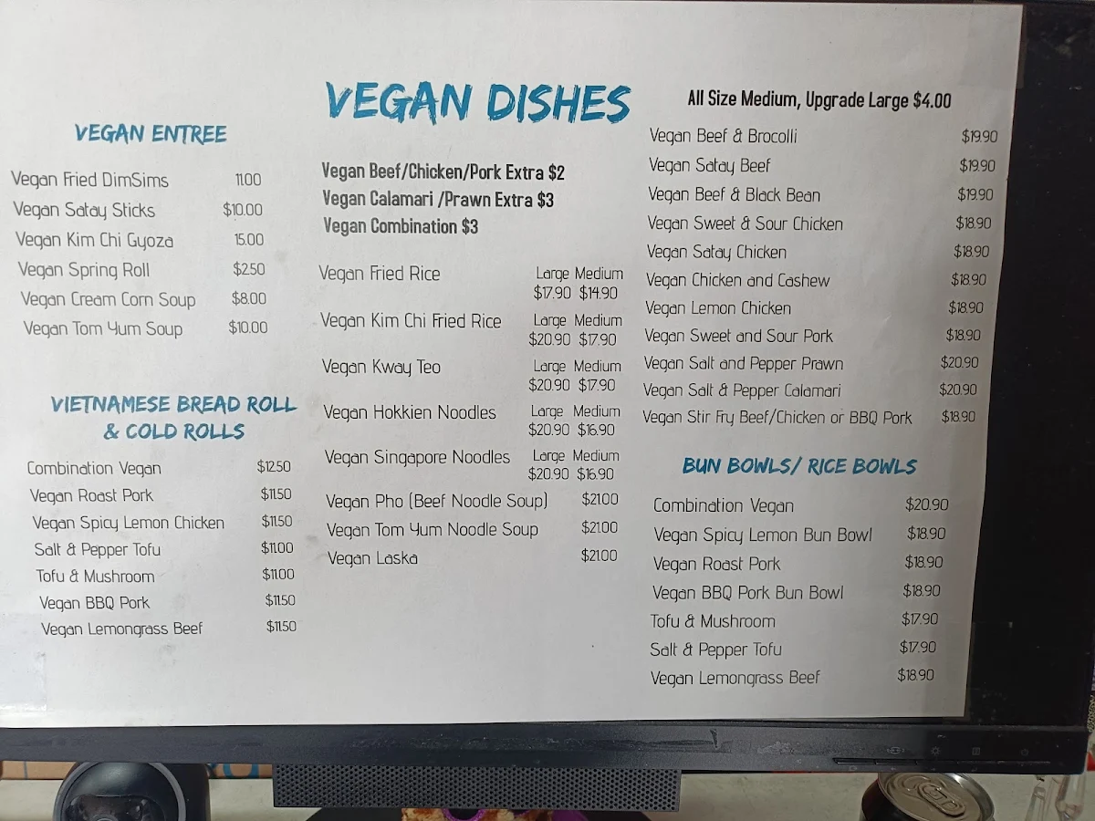 Menu, Infusion Asian Eatery