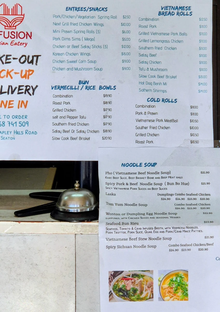 Menu, Infusion Asian Eatery