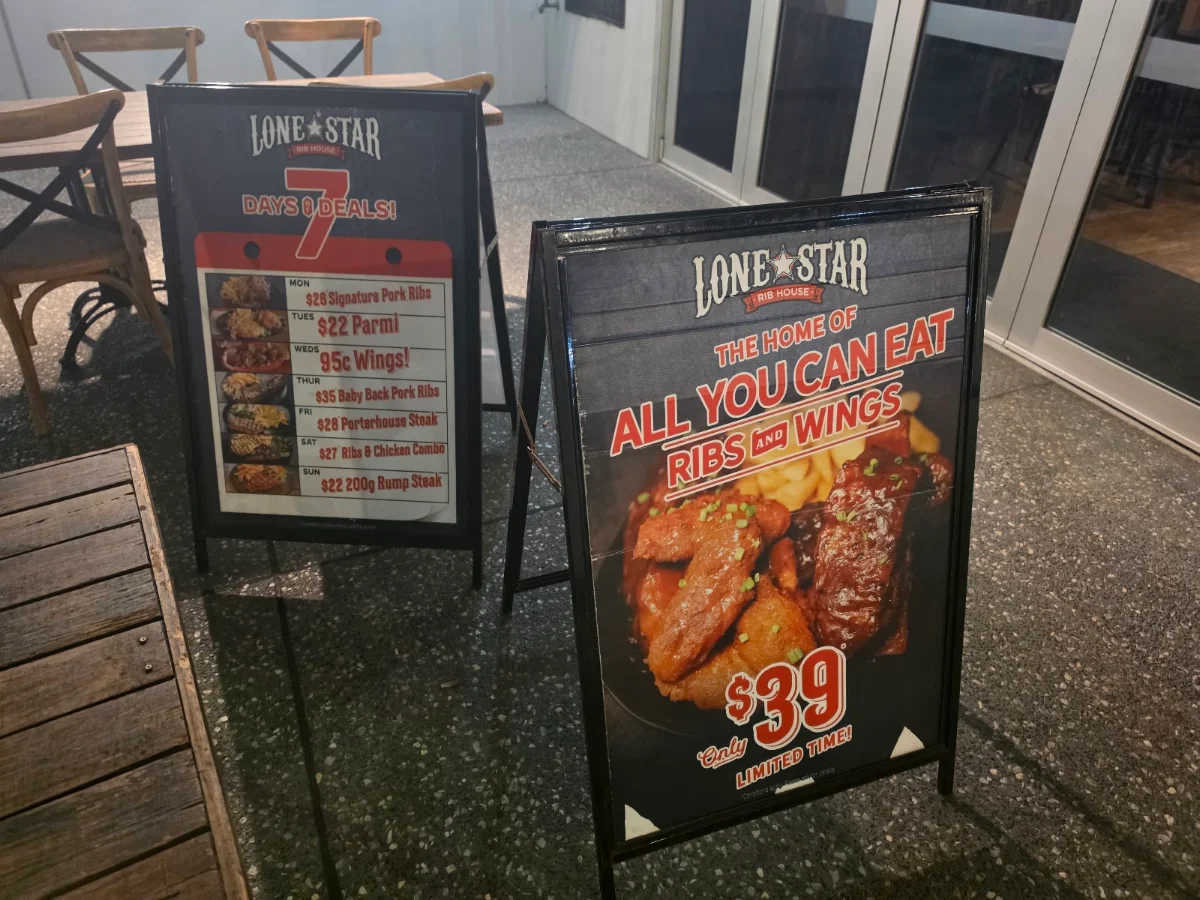 Menu, Lone Star Rib House Bunbury