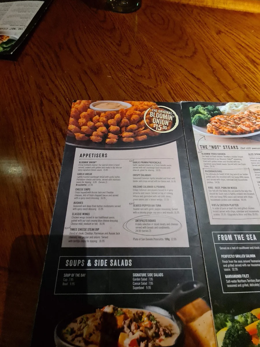 Menu, Outback Steakhouse Wentworthville