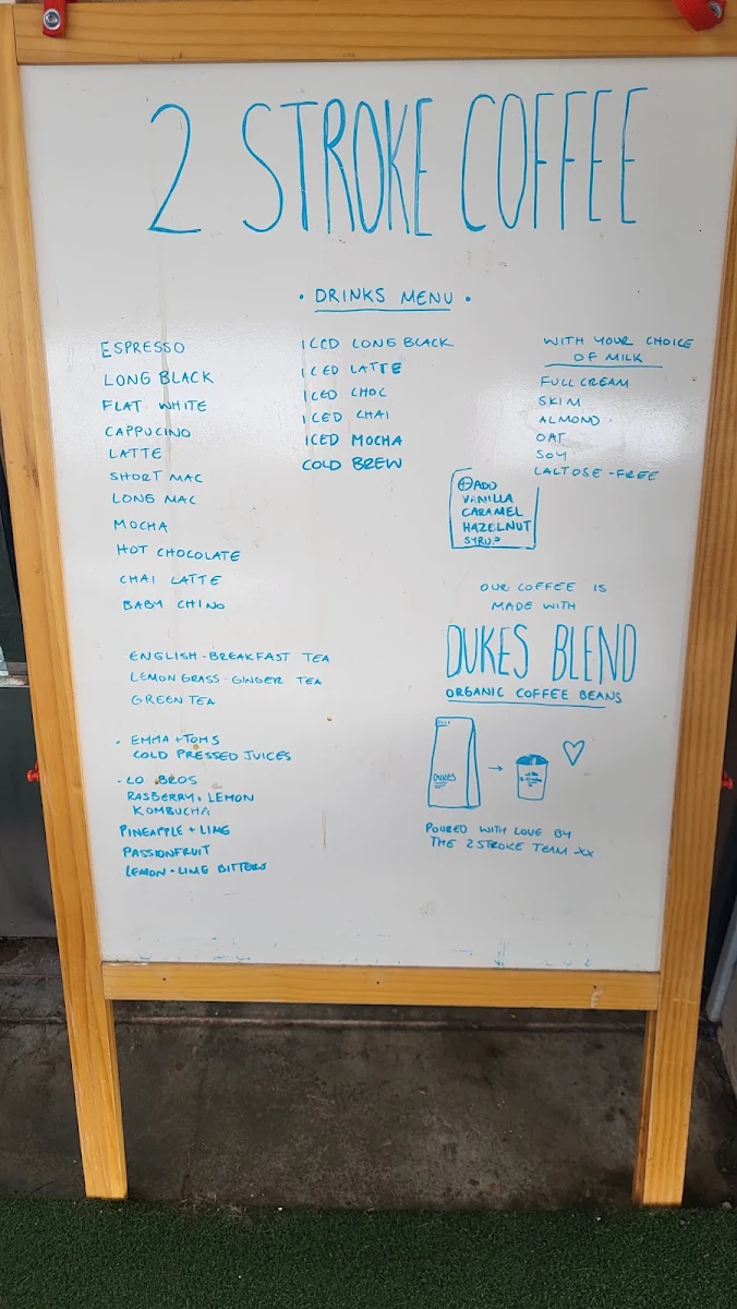 Menu, 2 Stroke Coffee Bar
