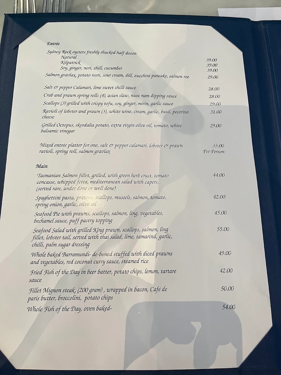 Menu, Fish at The Rocks
