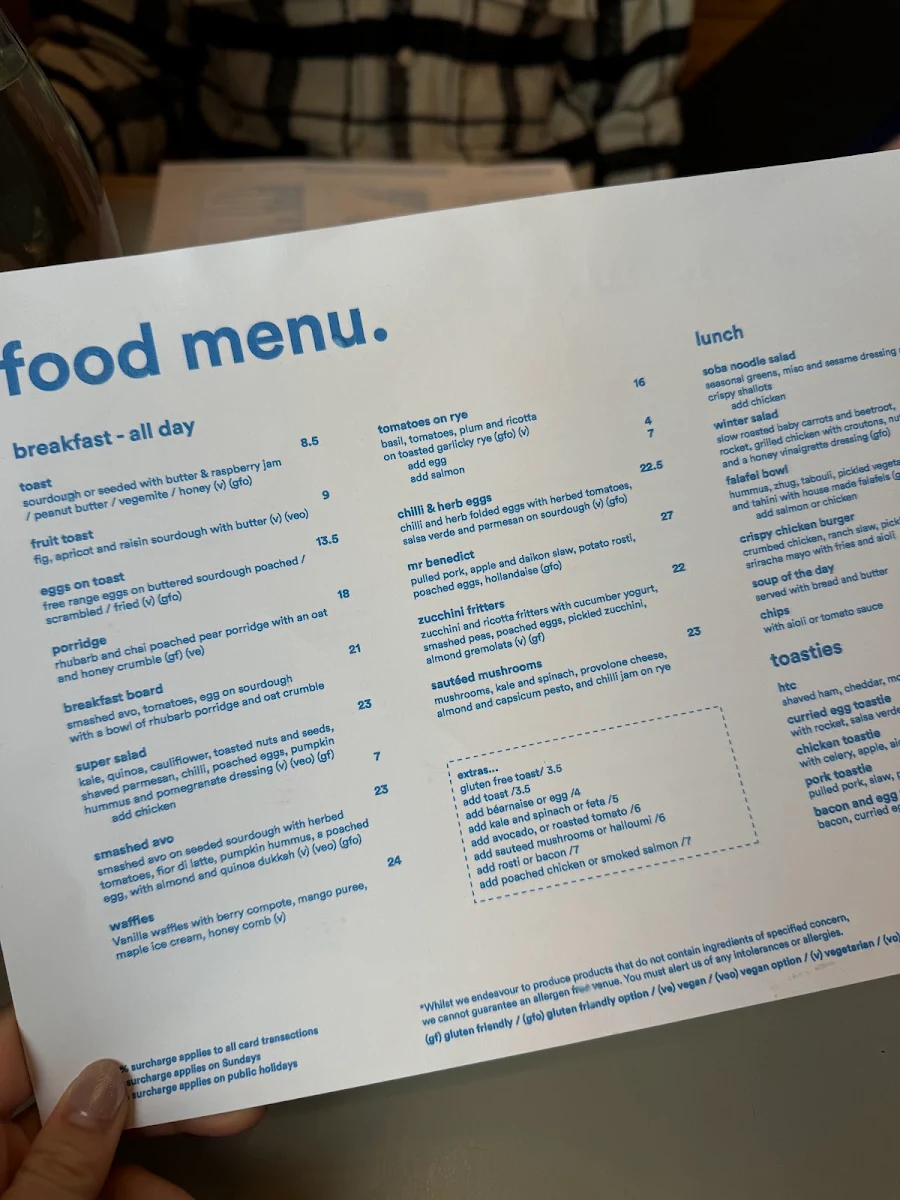 Menu, Mr Sister Cafe