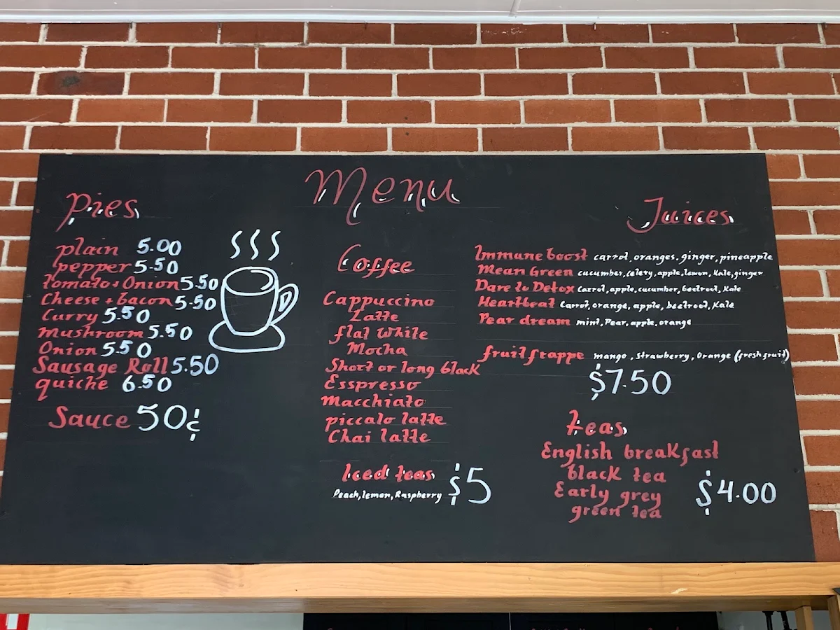 Menu, Valleyway Cafe