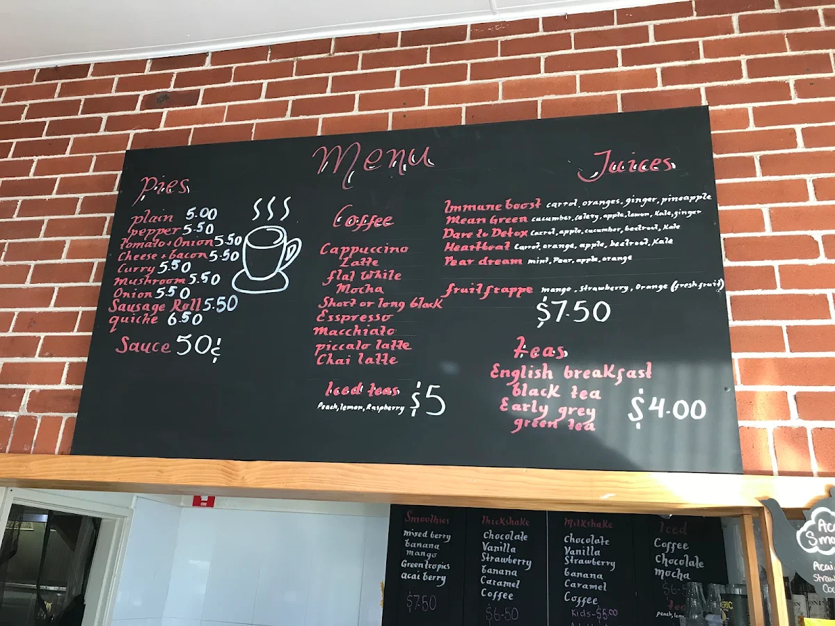 Menu, Valleyway Cafe