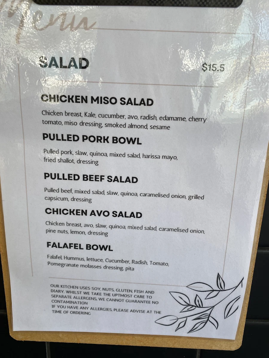Menu, BATCH ZKK Cafe Macquarie